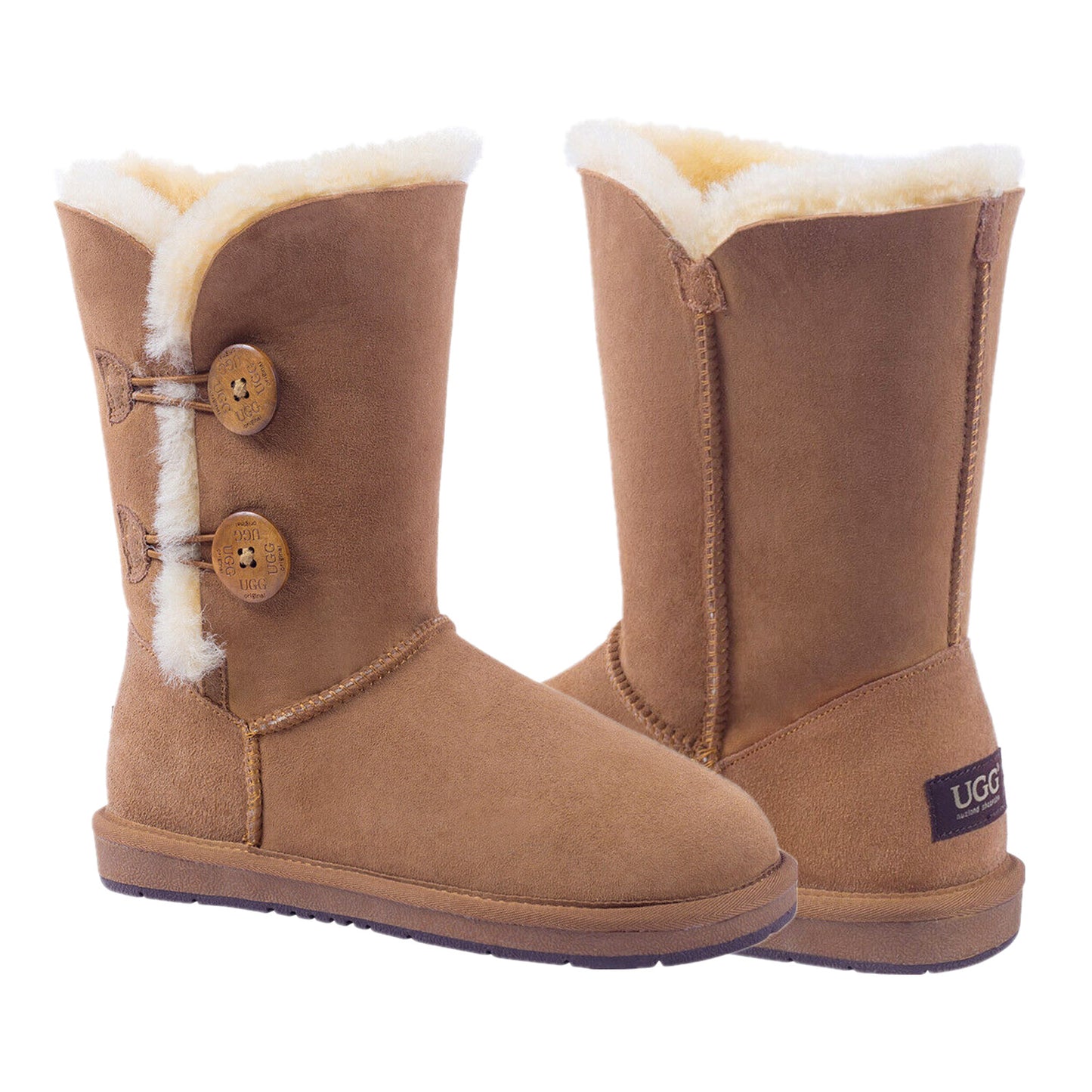 Two Button UGG Boots Premium Sheepskin Wool