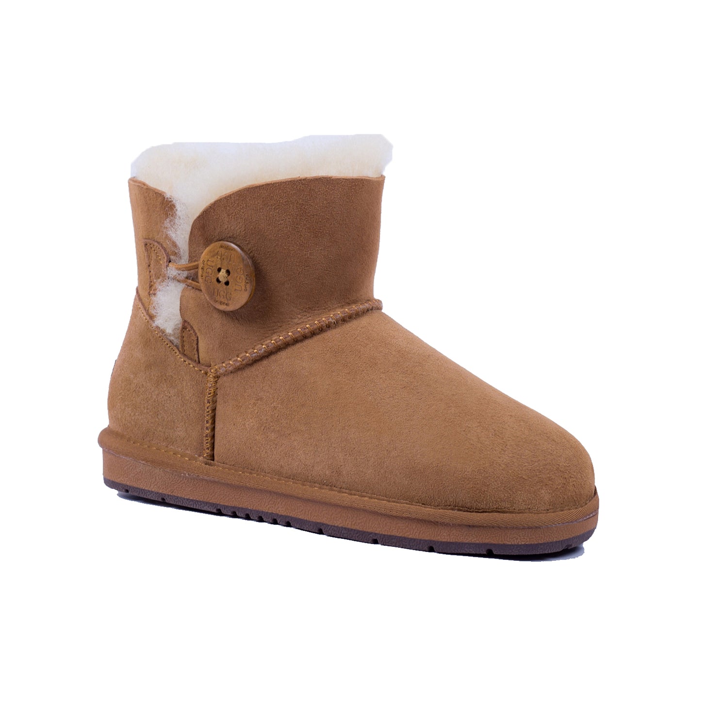 Women's Men's Mini Button UGG Boots Sheepskin Wool