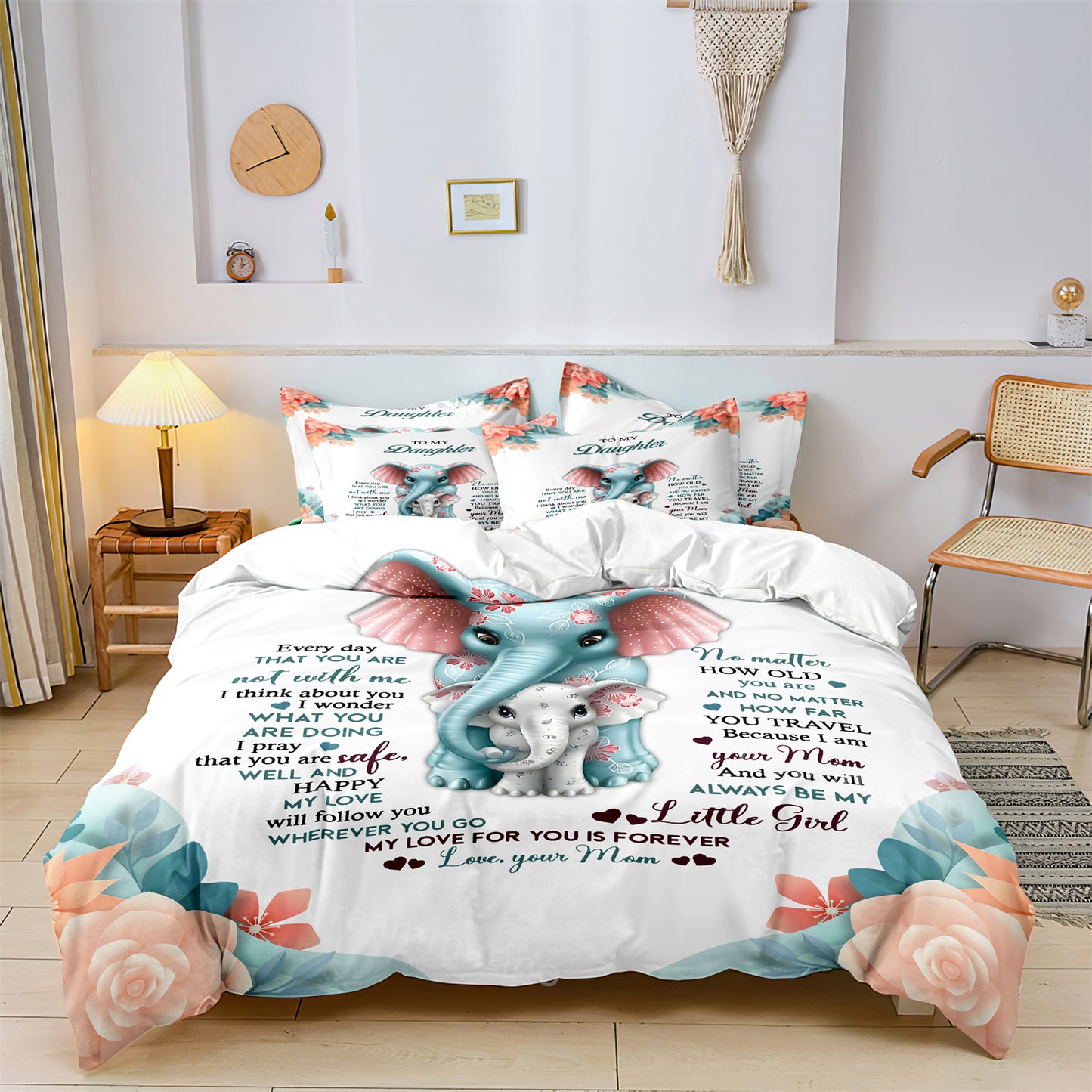 Ultra Soft Cute Elephant Printed Quilt/Duvet Cover Bedding Set