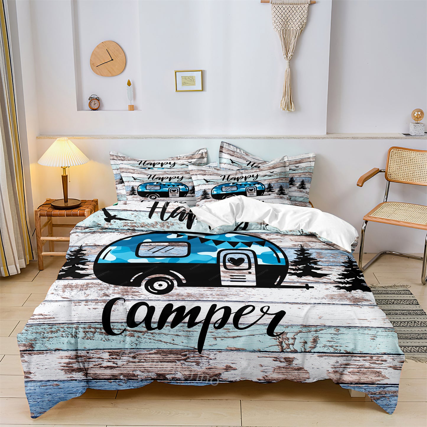 Modern Camping Theme Quilt/Duvet Soft Cover Bedding Set