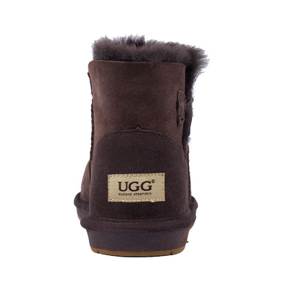 Women's Men's Mini Button UGG Boots Sheepskin Wool