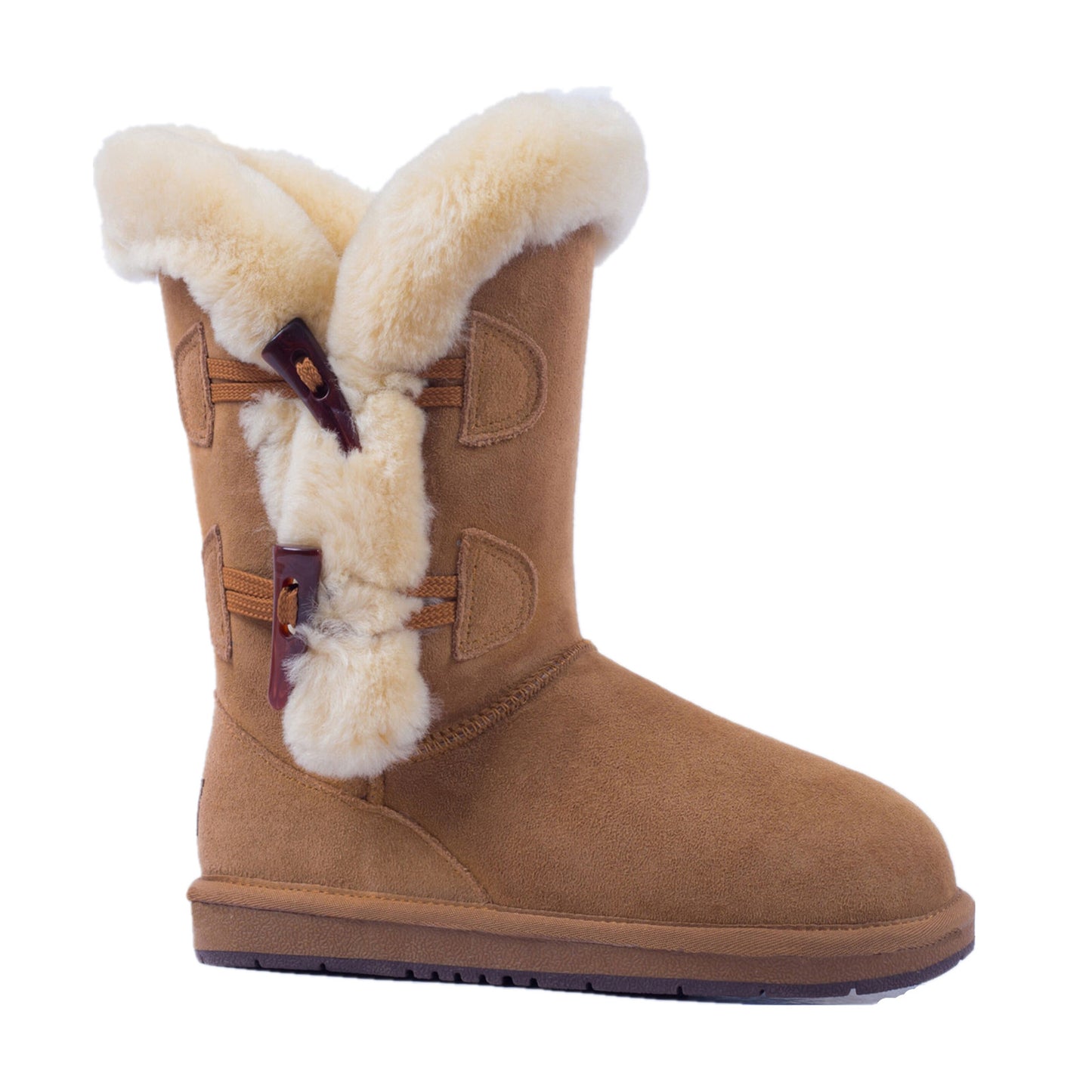 Women's Two Button Shark Boots Premium Sheepskin Wool