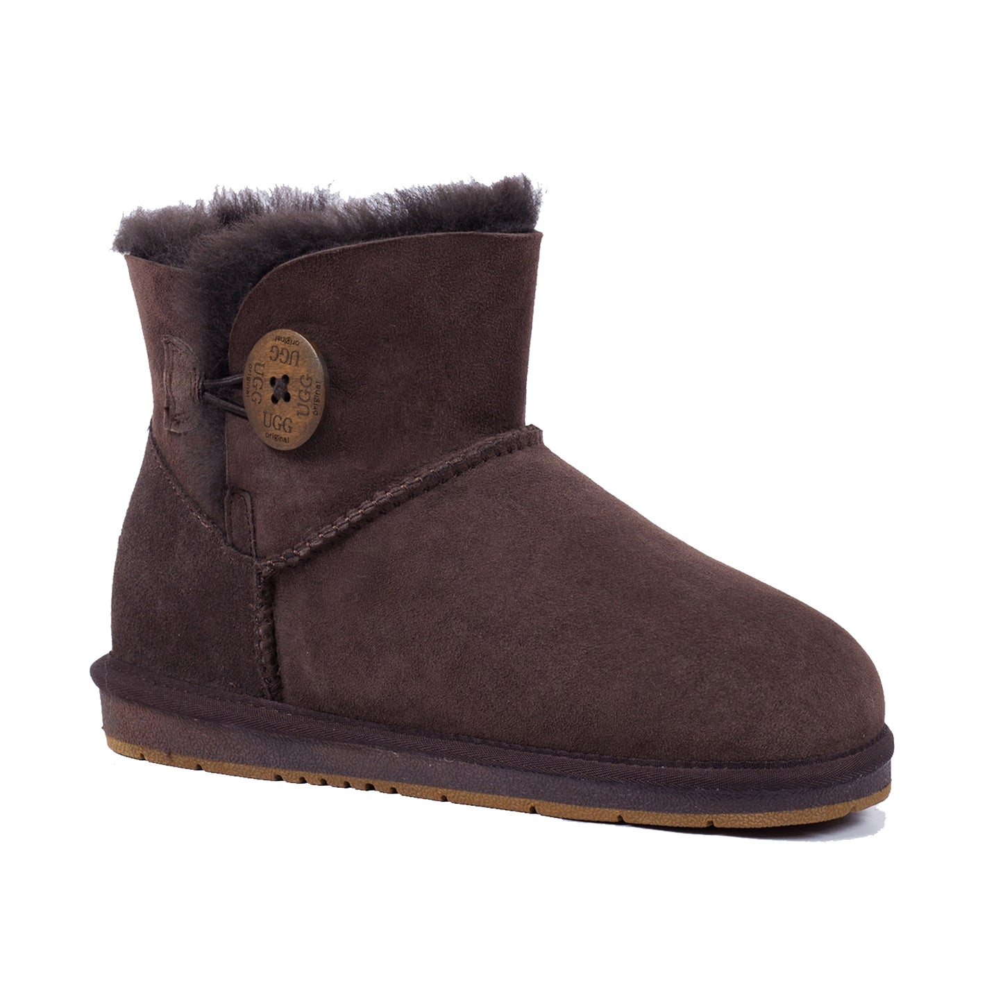 Women's Men's Mini Button UGG Boots Sheepskin Wool