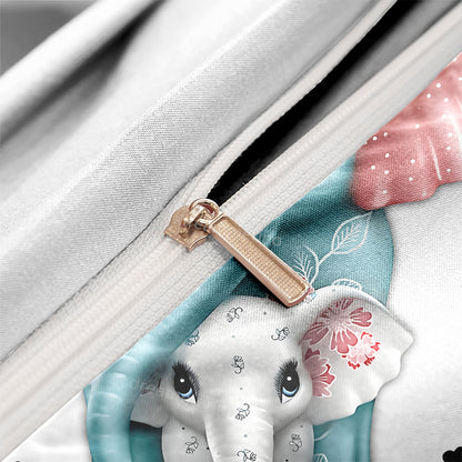 Ultra Soft Cute Elephant Printed Quilt/Duvet Cover Bedding Set