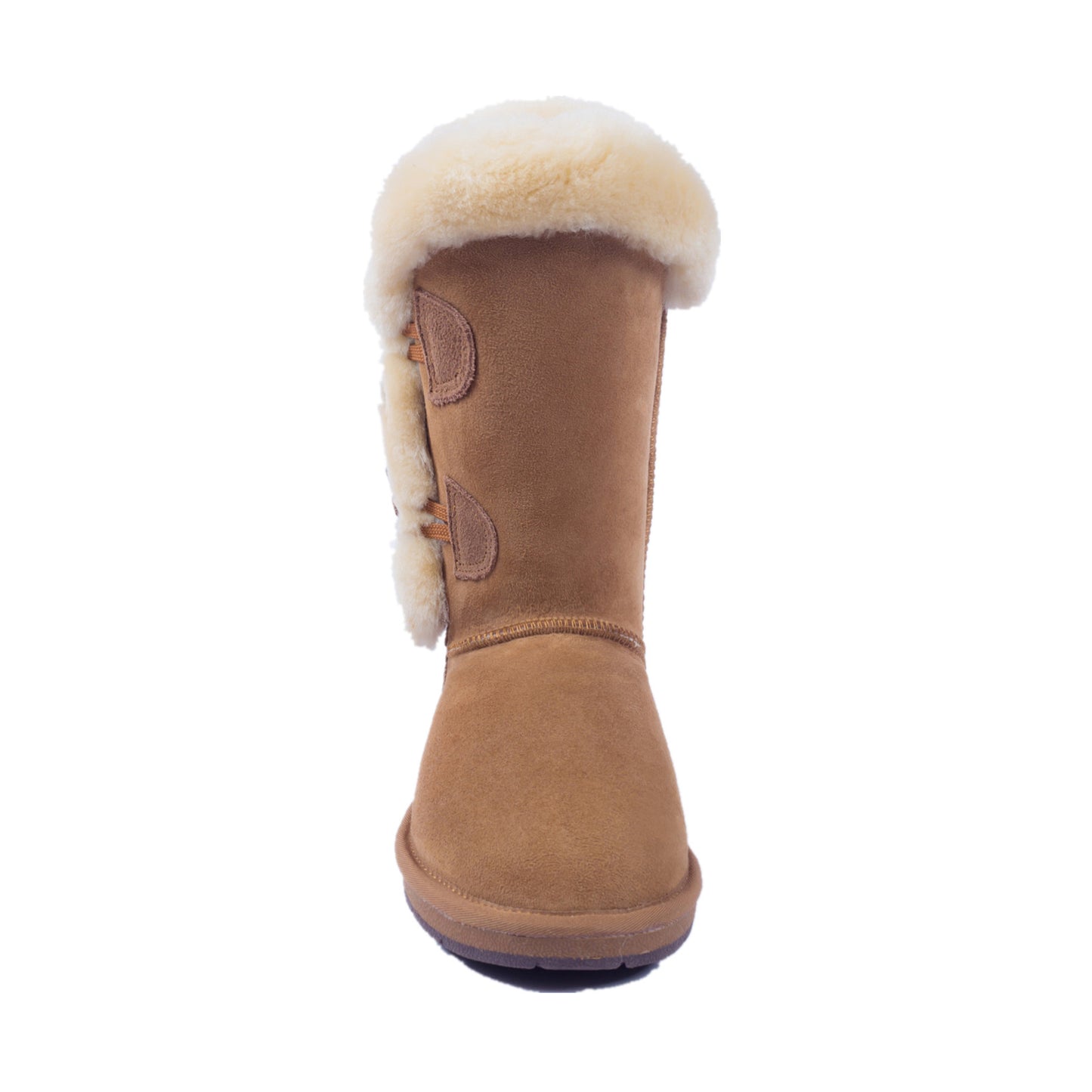 Women's Two Button Shark Boots Premium Sheepskin Wool