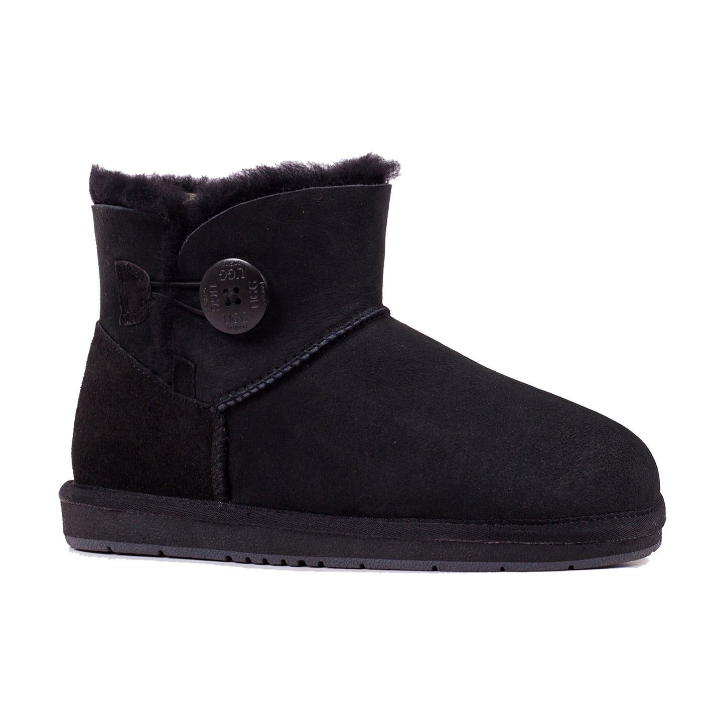 Women's Men's Mini Button UGG Boots Sheepskin Wool