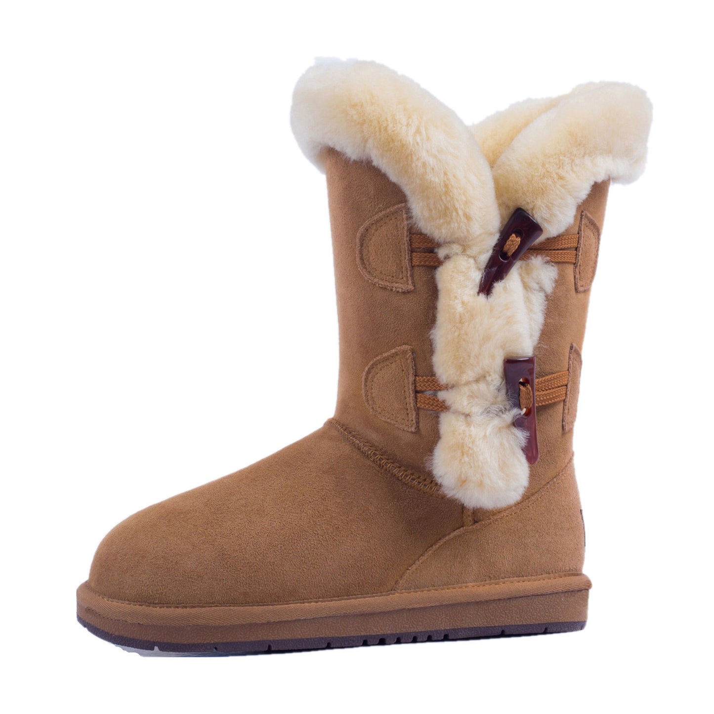 Women's Two Button Shark Boots Premium Sheepskin Wool