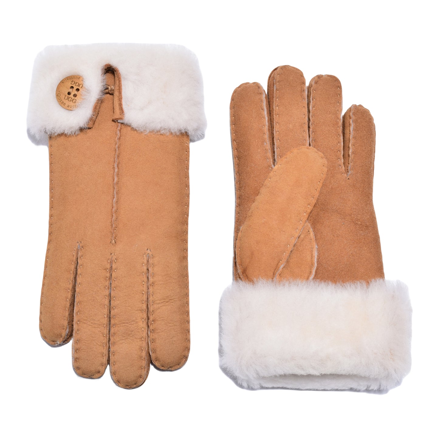 UGG Button Gloves Sheepskin Wool